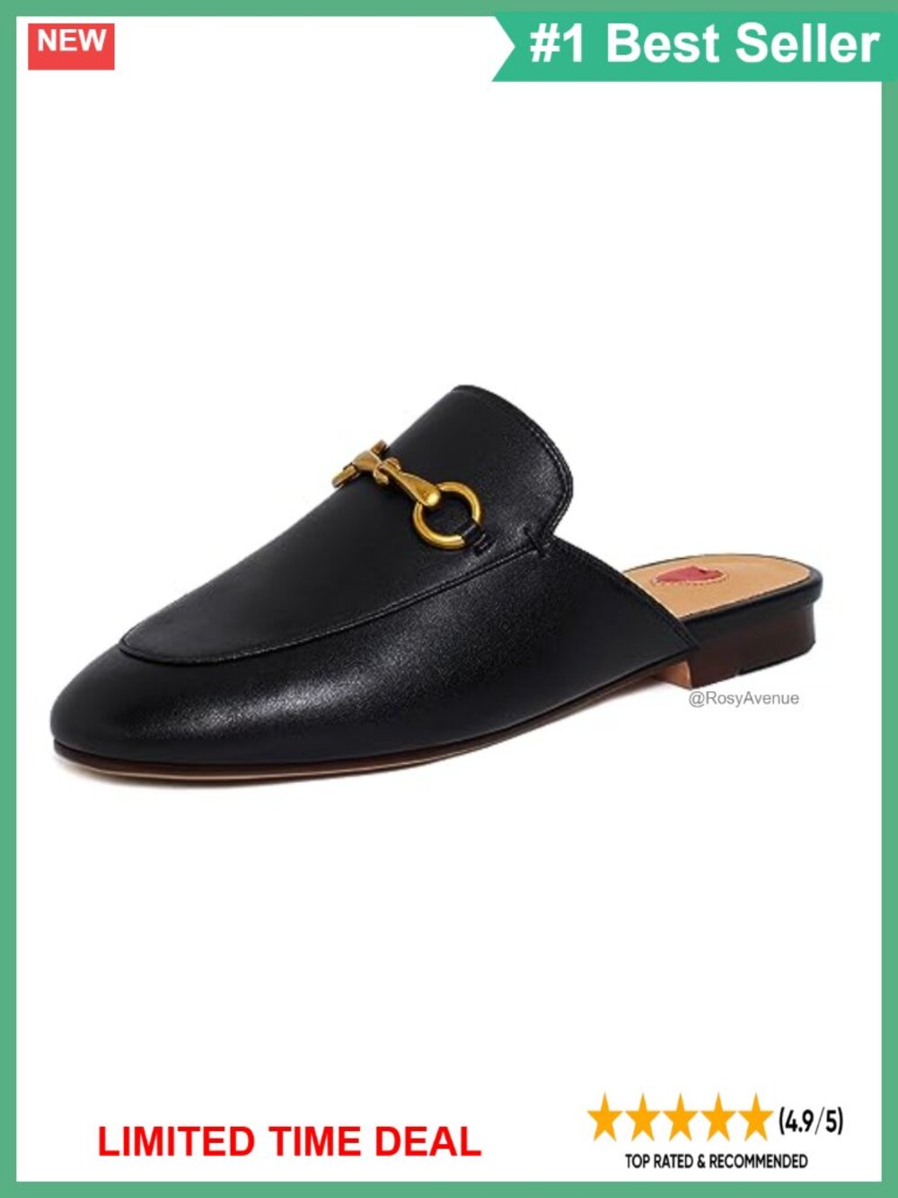 PU Leather Horsebit Mules Slip-On Backless Loafers Low Heel